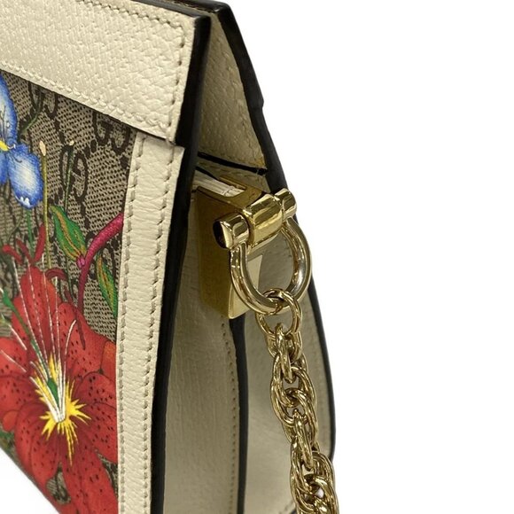 Auth GUCCI Ophidia/Flora 503877 Beige Ebony Cream PVC Leather Shoulder Bag - Picture 9 of 16